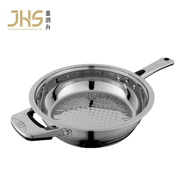 Deep Pre-Seasoned Stainless Steel Skillet Wholesale Grill Fry Pan with Bakelite Handle for Home Hotel Restaurant