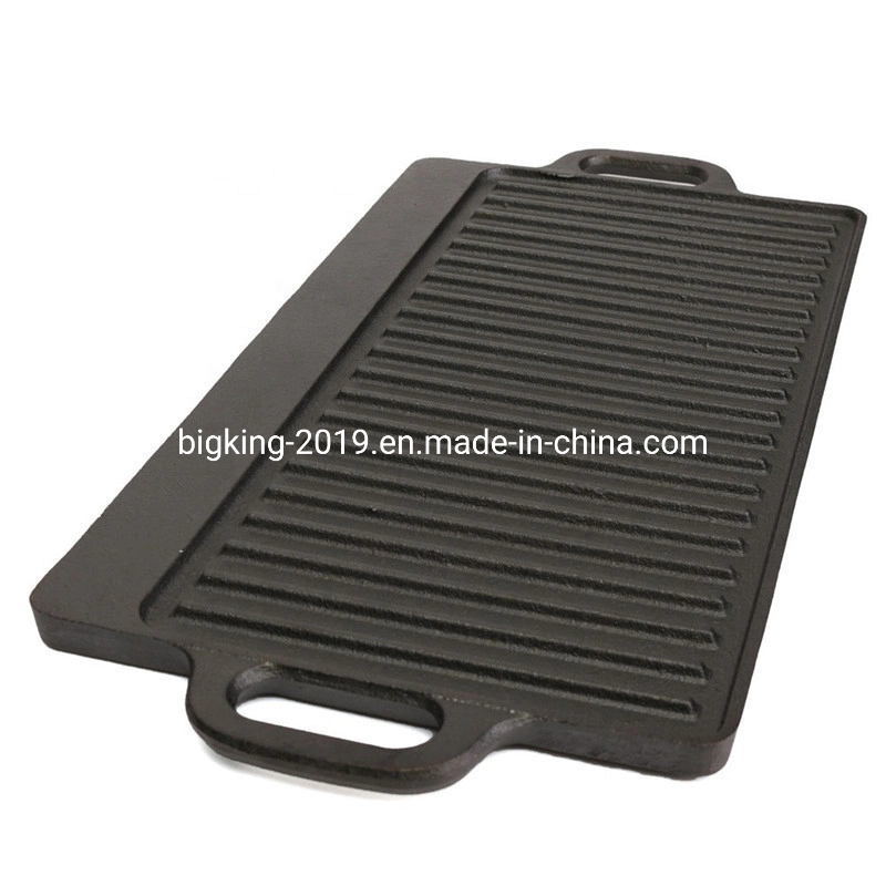 Cast Iron Griddle Plate Reversible Square Cast Iron Grill Pan for Single Burner Double Sided Used on Open Fire & in Oven Pre-Seasoned Versatile Baking CAS