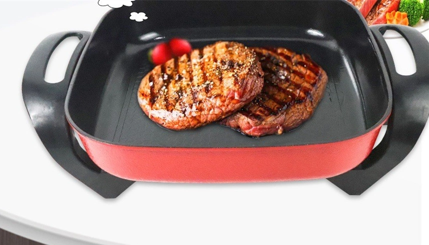 Electric Hot Pot Grill Pan Multi Cooker Multifunction Multi-Functional Grill Pan Multi Function Grill Pan Hot Pan Non-Stick Grill Pan Nonstick Electric Pan